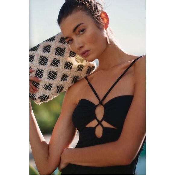 NEW Anthropologie LSPACE Ellery Black Halter Cutout Midi Dress Large or X-Large - Picture 3 of 4